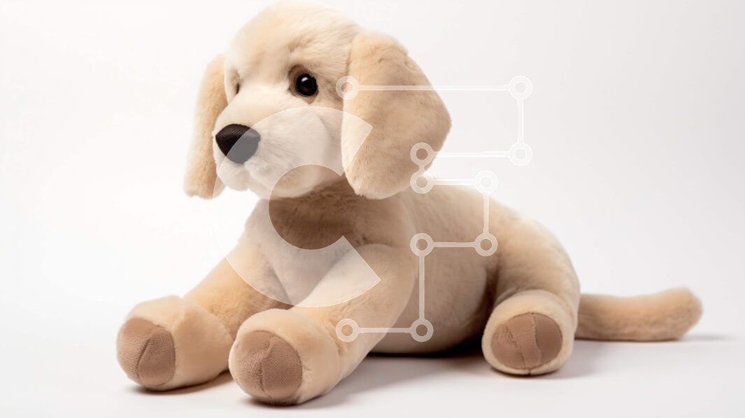 Intra Συλλεκτικό Ξύλινο Παζλ Plywood  4mm - Παραγεμισμένο σκυλί που κάθεται σε λευκό φόντο Σε Ξύλινο Κουτί - Διαστάσεις: 10x10 cm – 25 κομμάτια