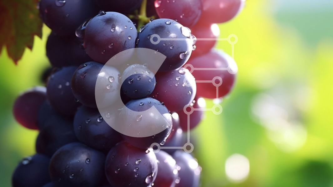 Intra Συλλεκτικό Ξύλινο Παζλ Plywood  4mm - Ώριμα μοβ σταφύλια σε ένα κλήμα σε έναν καταπράσινο αμπελώνα Σε Ξύλινο Κουτί - Διαστάσεις: 10x10 cm – 25 κομμάτια