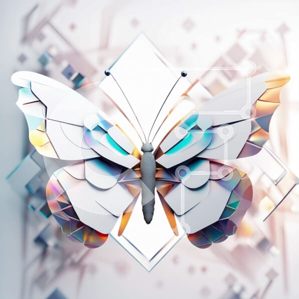 Intra Συλλεκτικό Ξύλινο Παζλ Plywood  4mm - Ζωντανό και μοναδικό σχέδιο πεταλούδας σε γκρι φόντο Σε Ξύλινο Κουτί - Διαστάσεις: 10x10 cm – 25 κομμάτια