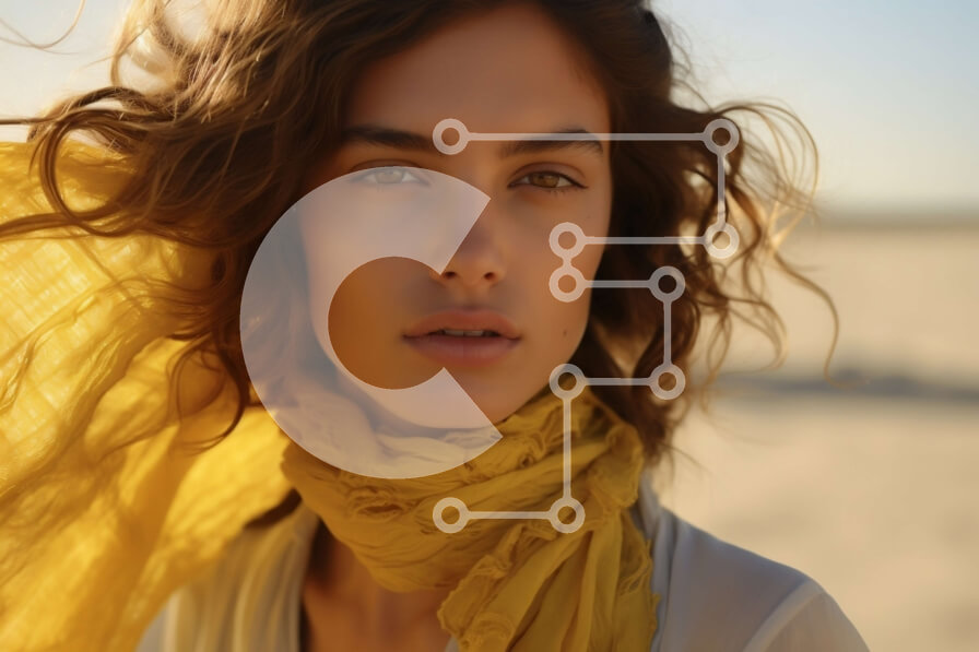 Intra Συλλεκτικό Ξύλινο Παζλ Plywood  4mm - Εκπληκτική εικόνα μιας γυναίκας με κίτρινο κασκόλ στην έρημο Σε Ξύλινο Κουτί - Διαστάσεις: 10x10 cm – 25 κομμάτια