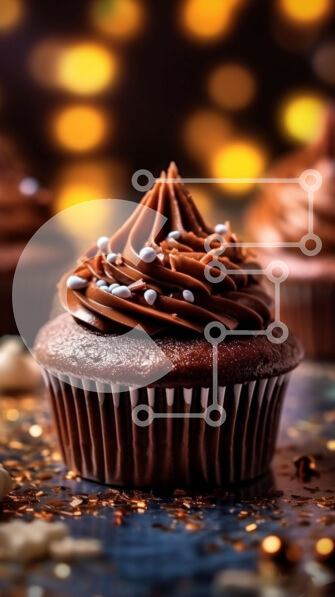 Intra Συλλεκτικό Ξύλινο Παζλ Plywood  4mm - Νόστιμο Cupcake σοκολάτας με παγωμένο σε σκούρο φόντο Σε Ξύλινο Κουτί - Διαστάσεις: 10x10 cm – 25 κομμάτια