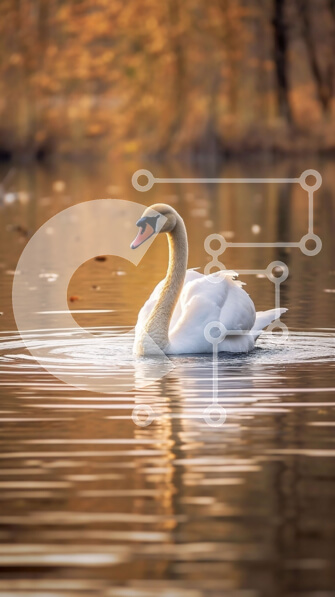 Σετ των 2 Intra Συλλεκτικό Ξύλινο Παζλ Plywood  4mm - Όμορφη εικόνα ενός λευκού κύκνου σε μια ήρεμη φθινοπωρινή λίμνη Σε Ξύλινο Κουτί - Διαστάσεις: 10x10 cm – 25 κομμάτια