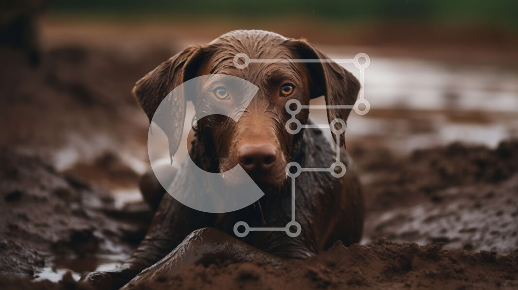 Intra Συλλεκτικό Ξύλινο Παζλ Plywood  4mm - Καφέ σκυλί λαχανιασμένο στη λάσπη Σε Ξύλινο Κουτί - Διαστάσεις: 10x10 cm – 25 κομμάτια