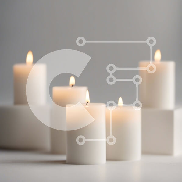 Intra Συλλεκτικό Ξύλινο Παζλ Plywood  4mm - Ομάδα λευκών κεριών σε λευκή επιφάνεια Σε Ξύλινο Κουτί - Διαστάσεις Puzzle: 10x10 cm – 25 κομμάτια