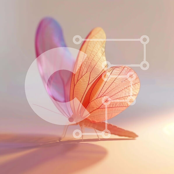 Intra Συλλεκτικό Ξύλινο Παζλ Plywood  4mm - Ροζ και πορτοκαλί πεταλούδα με αιωρούμενα φτερά Σε Ξύλινο Κουτί - Διαστάσεις: 10x10 cm – 25 κομμάτια