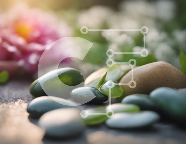 Intra Συλλεκτικό Ξύλινο Παζλ Plywood  4mm - Ομάδα από πράσινα βότσαλα και λουλούδια για διαλογισμό ή χαλάρωση Σε Ξύλινο Κουτί - Διαστάσεις: 10x10 cm – 25 κομμάτια