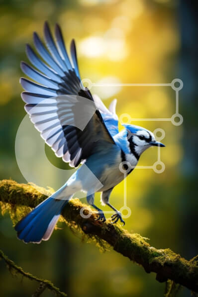 Σετ των 2 Intra Συλλεκτικό Ξύλινο Παζλ Plywood  4mm - Εκπληκτική εικόνα ενός Blue Jay σε πτήση σε ένα γαλήνιο δάσος Σε Ξύλινο Κουτί - Διαστάσεις: 10x10 cm – 25 κομμάτια