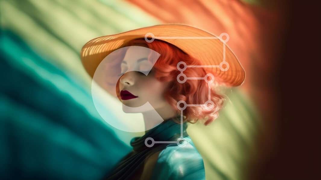 Intra Συλλεκτικό Ξύλινο Παζλ Plywood  4mm - Πολύχρωμο πορτρέτο μιας γυναίκας με κόκκινα μαλλιά και ένα φωτεινό φόρεμα Σε Ξύλινο Κουτί - Διαστάσεις Puzzle: 10x10 cm – 25 κομμάτια