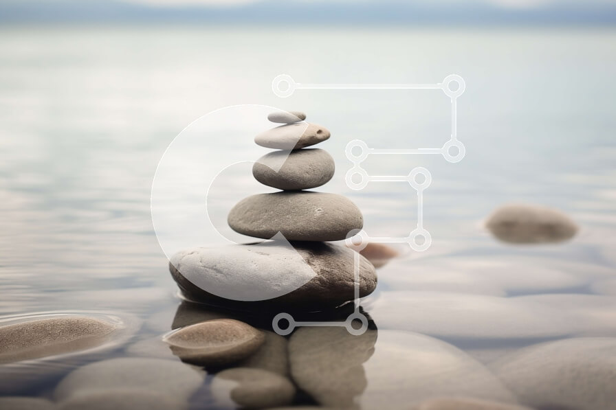 Intra Συλλεκτικό Ξύλινο Παζλ Plywood  4mm - Εκπληκτική εικόνα μιας στοίβας βράχων στη μέση του νερού Σε Ξύλινο Κουτί - Διαστάσεις Puzzle: 10x10 cm – 25 κομμάτια