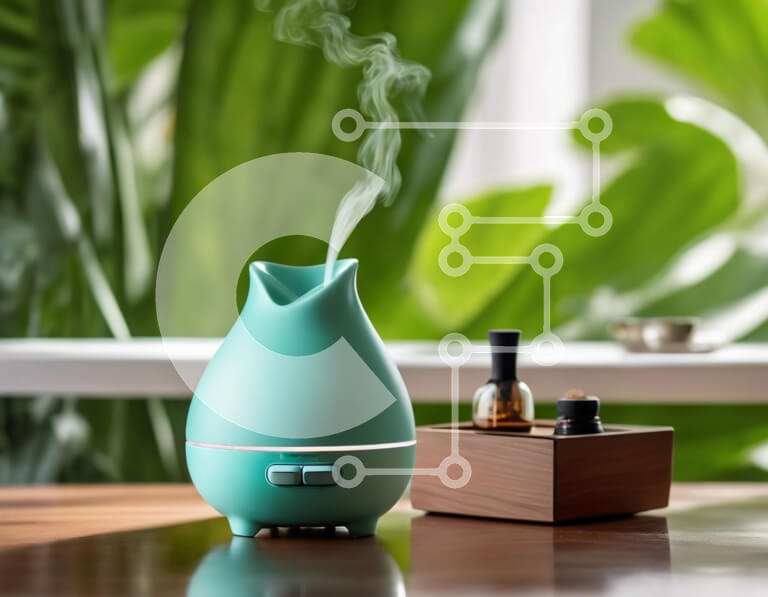 Intra Συλλεκτικό Ξύλινο Παζλ Plywood  4mm - Διαχύτης αρωματοθεραπείας με ατμό και αιθέρια έλαια σε ξύλινο τραπέζι Σε Ξύλινο Κουτί - Διαστάσεις Puzzle: 10x10 cm – 25 κομμάτια