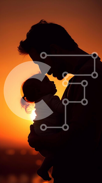 Intra Συλλεκτικό Ξύλινο Παζλ Plywood  4mm - Πατέρας που κρατά το μωρό στο ηλιοβασίλεμα Σε Ξύλινο Κουτί - Διαστάσεις Puzzle: 10x10 cm – 25 κομμάτια