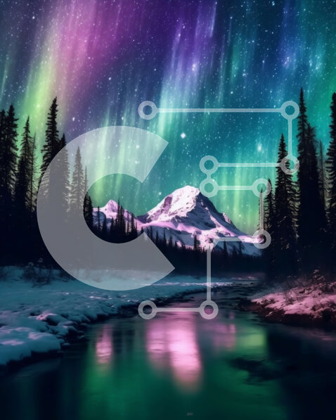 Intra Συλλεκτικό Ξύλινο Παζλ Plywood  4mm - Εκπληκτικό ορεινό τοπίο με χιονισμένα δέντρα και βόρειο σέλας Σε Ξύλινο Κουτί - Διαστάσεις: 10x10 cm – 25 κομμάτια