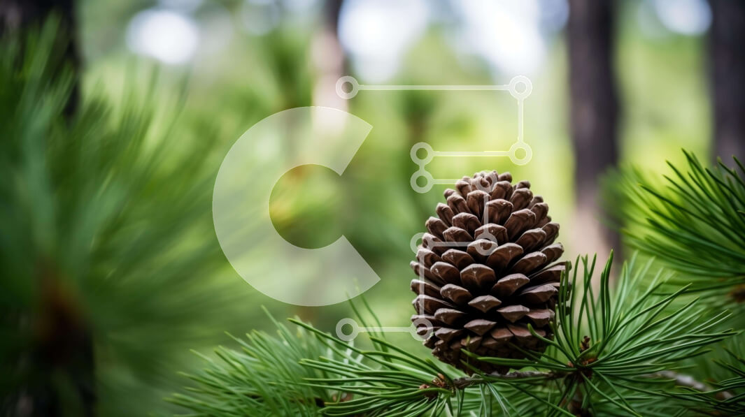 Intra Συλλεκτικό Ξύλινο Παζλ Plywood  4mm - Ενιαίος κουκουνάρι σε κλαδί αειθαλούς δέντρου στο δάσος Σε Ξύλινο Κουτί - Διαστάσεις: 10x10 cm – 25 κομμάτια