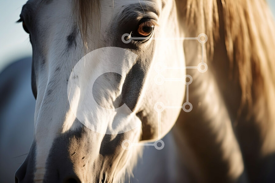 Σετ των 2 Intra Συλλεκτικό Ξύλινο Παζλ Plywood  4mm - Όμορφη κινηματογράφηση σε πρώτο πλάνο του προσώπου ενός λευκού αλόγου Σε Ξύλινο Κουτί - Διαστάσεις: 10x10 cm – 25 κομμάτια