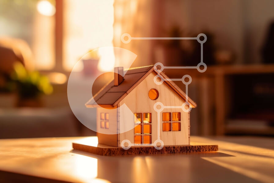 Intra Συλλεκτικό Ξύλινο Παζλ Plywood  4mm - Άνετη διακόσμηση σπιτιού: Ξύλινο σπίτι στο τραπέζι με το φως του ήλιου να λάμπει μέσα από το παράθυρο Σε Ξύλινο Κουτί - Διαστάσεις Puzzle: 10x10 cm – 25 κομμάτια