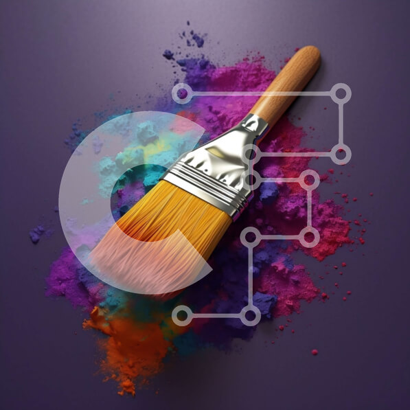 Intra Συλλεκτικό Ξύλινο Παζλ Plywood  4mm - Πινέλο με πολύχρωμη βαφή σε ζωηρό μωβ φόντο Σε Ξύλινο Κουτί - Διαστάσεις Puzzle: 10x10 cm – 25 κομμάτια