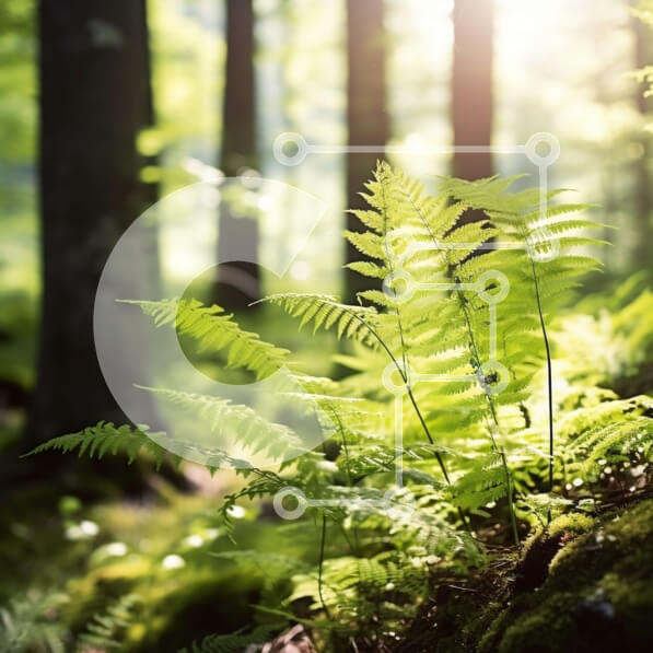 Intra Συλλεκτικό Ξύλινο Παζλ Plywood  4mm - Ήσυχο δάσος με πράσινες φτέρες και ανάλαφρο φως του ήλιου Σε Ξύλινο Κουτί - Διαστάσεις: 10x10 cm – 25 κομμάτια