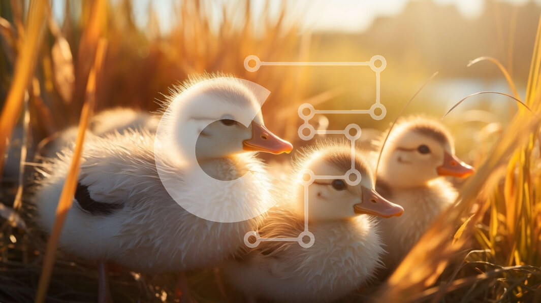 Intra Συλλεκτικό Ξύλινο Παζλ Plywood  4mm - Τρεις μωρές πάπιες σε ένα χωράφι με ψηλό γρασίδι στο ηλιοβασίλεμα Σε Ξύλινο Κουτί - Διαστάσεις: 10x10 cm – 25 κομμάτια