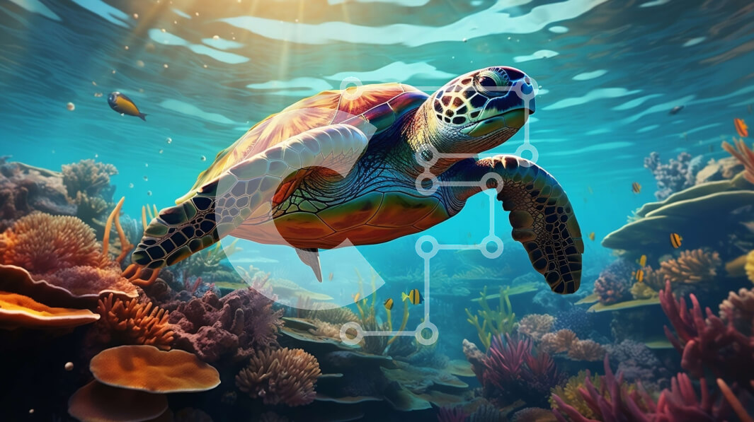 Intra Συλλεκτικό Ξύλινο Παζλ Plywood  4mm - Όμορφη εικόνα της χελώνας στον κοραλλιογενή ύφαλο με πολύχρωμα ψάρια και θαλάσσια πλάσματα Σε Ξύλινο Κουτί - Διαστάσεις: 10x10 cm – 25 κομμάτια