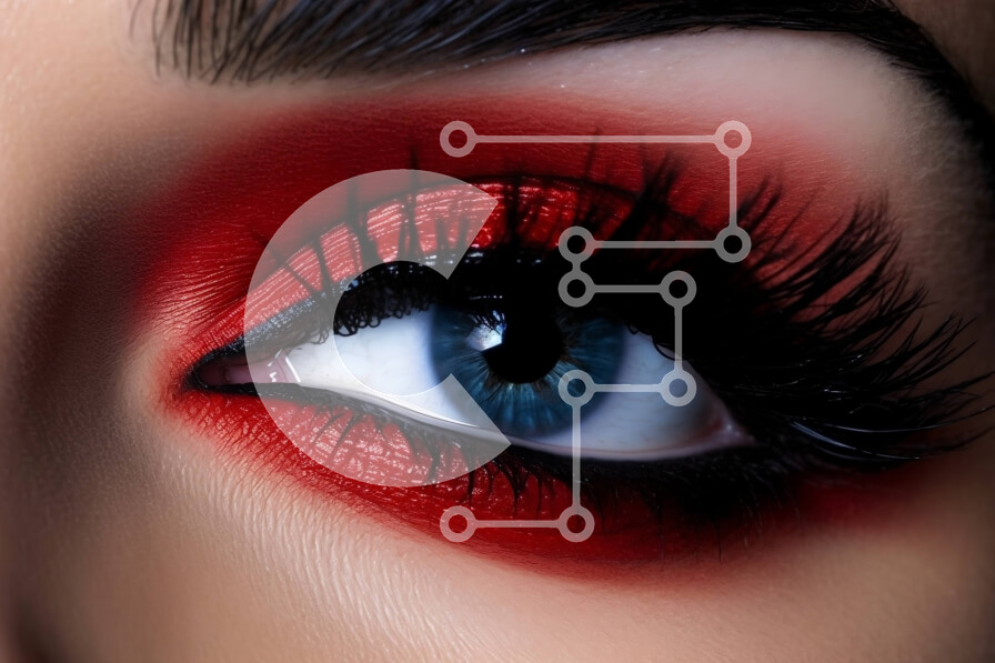 Intra Συλλεκτικό Ξύλινο Παζλ Plywood  4mm - Εκπληκτικό γυναικείο μάτι με κόκκινο μακιγιάζ και μακριές βλεφαρίδες Σε Ξύλινο Κουτί - Διαστάσεις Puzzle: 10x10 cm – 25 κομμάτια