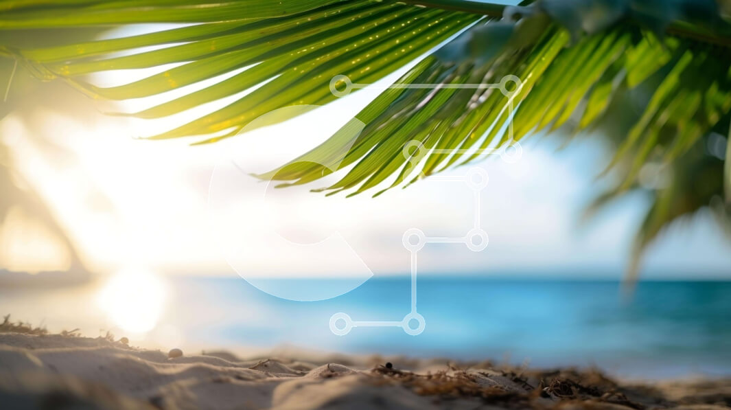 Intra Συλλεκτικό Ξύλινο Παζλ Plywood  4mm - Φύλλο φοίνικα στην άμμο κοντά στην παραλία με την αντανάκλαση του ήλιου στο νερό Σε Ξύλινο Κουτί - Διαστάσεις: 10x10 cm – 25 κομμάτια