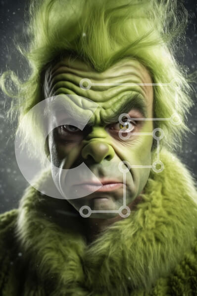 Intra Συλλεκτικό Ξύλινο Παζλ Plywood  4mm - Άνδρας με στολή Grinch με πράσινα μαλλιά Σε Ξύλινο Κουτί - Διαστάσεις Puzzle: 10x10 cm – 25 κομμάτια