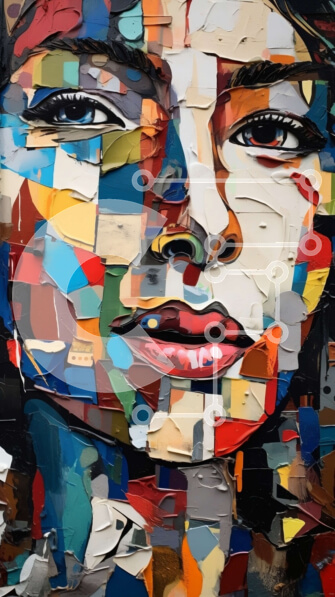 Intra Συλλεκτικό Ξύλινο Παζλ Plywood  4mm - Δημιουργικό κολάζ με το πρόσωπο μιας γυναίκας Σε Ξύλινο Κουτί - Διαστάσεις Puzzle: 10x10 cm – 25 κομμάτια