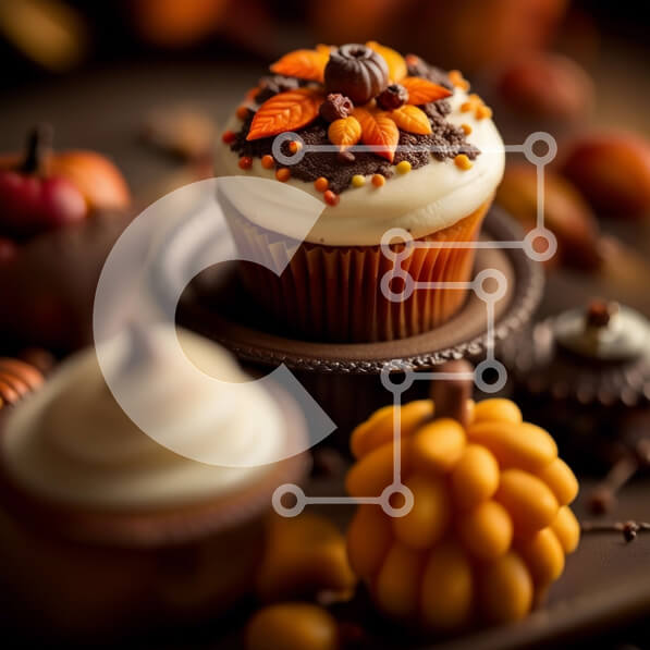 Σετ των 2 Intra Συλλεκτικό Ξύλινο Παζλ Plywood  4mm - Νόστιμο Cupcake εμπνευσμένο από το φθινόπωρο με κρέμα παγώματος Σε Ξύλινο Κουτί - Διαστάσεις: 10x10 cm – 25 κομμάτια