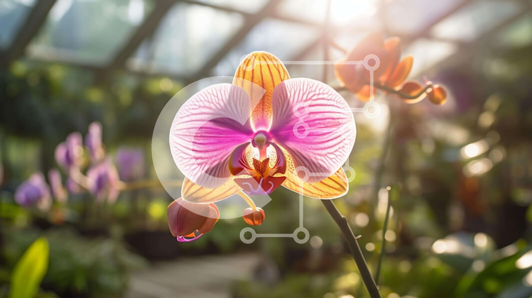 Intra Συλλεκτικό Ξύλινο Παζλ Plywood  4mm - Ζωντανό λουλούδι ορχιδέας σε θερμοκήπιο Σε Ξύλινο Κουτί - Διαστάσεις: 10x10 cm – 25 κομμάτια