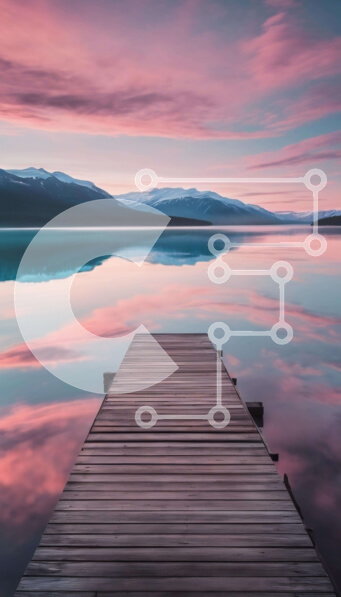 Σετ των 2 Intra Συλλεκτικό Ξύλινο Παζλ Plywood  4mm - Ξύλινη αποβάθρα στο ηλιοβασίλεμα με ροζ και μωβ σύννεφα Σε Ξύλινο Κουτί - Διαστάσεις: 10x10 cm – 25 κομμάτια