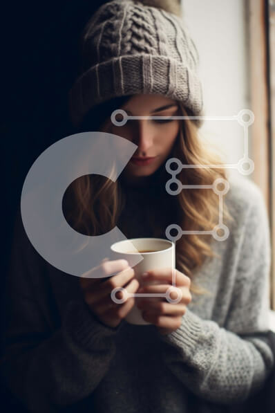 Intra Συλλεκτικό Ξύλινο Παζλ Plywood  4mm - Γυναίκα με πουλόβερ και Beanie που κρατά παγωμένο φλιτζάνι καφέ Σε Ξύλινο Κουτί - Διαστάσεις Puzzle: 10x10 cm – 25 κομμάτια