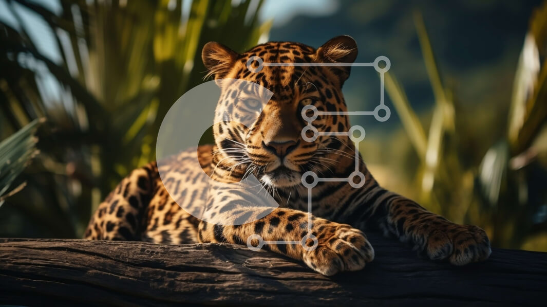 Intra Συλλεκτικό Ξύλινο Παζλ Plywood  4mm - Jaguar σε κλαδί δέντρου σε περιβάλλον ζούγκλας Σε Ξύλινο Κουτί - Διαστάσεις: 10x10 cm – 25 κομμάτια