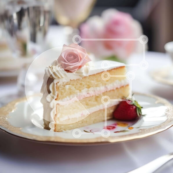 Σετ των 2 Intra Συλλεκτικό Ξύλινο Παζλ Plywood  4mm - Νόστιμη φέτα κέικ με φράουλα στο άσπρο πιάτο Σε Ξύλινο Κουτί - Διαστάσεις: 10x10 cm – 25 κομμάτια