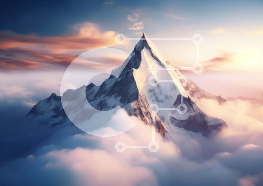 Intra Συλλεκτικό Ξύλινο Παζλ Plywood  4mm - Snowy Mountain Peak στα Σύννεφα - Αεροφωτογραφία Σε Ξύλινο Κουτί - Διαστάσεις: 10x10 cm – 25 κομμάτια