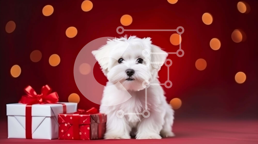 Σετ των 2 Intra Συλλεκτικό Ξύλινο Παζλ Plywood  4mm - Χαμογελαστός σκύλος με κουτιά δώρων - Ιδανικός για την περίοδο των διακοπών Σε Ξύλινο Κουτί - Διαστάσεις: 10x10 cm – 25 κομμάτια