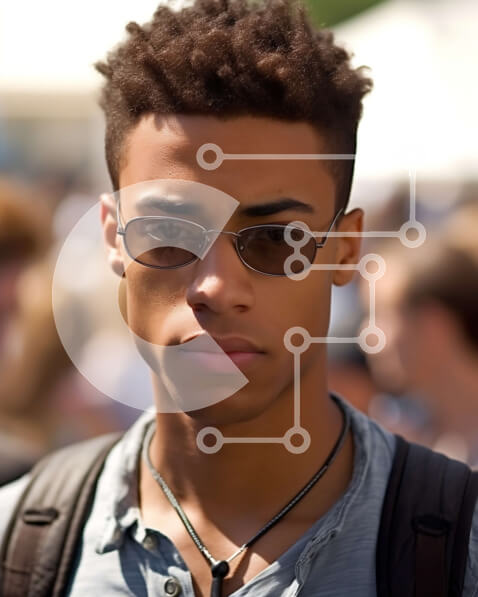 Intra Συλλεκτικό Ξύλινο Παζλ Plywood  4mm - Σοβαρός νεαρός άνδρας με μαύρο πουκάμισο που αντιμετωπίζει ένα πλήθος Σε Ξύλινο Κουτί - Διαστάσεις Puzzle: 10x10 cm – 25 κομμάτια