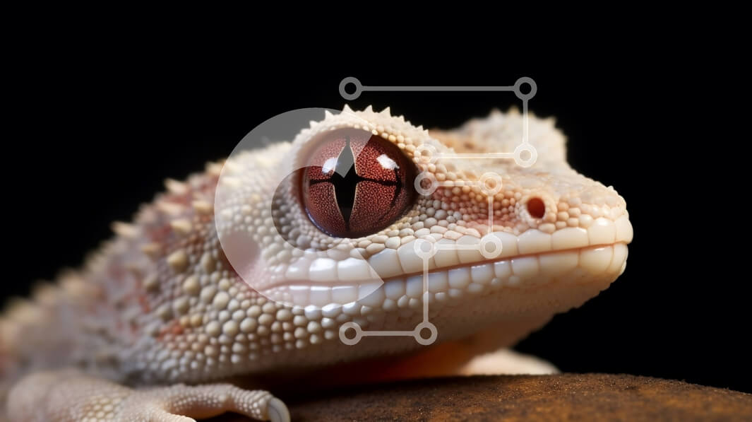 Intra Συλλεκτικό Ξύλινο Παζλ Plywood  4mm - Κοντινό πλάνο του προσώπου ενός Gecko Σε Ξύλινο Κουτί - Διαστάσεις: 10x10 cm – 25 κομμάτια