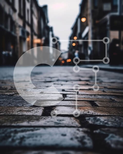 Intra Συλλεκτικό Ξύλινο Παζλ Plywood  4mm - Έρημη παλιά οδός σε μια ιστορική πόλη με κτίρια από τούβλα Σε Ξύλινο Κουτί - Διαστάσεις Puzzle: 10x10 cm – 25 κομμάτια