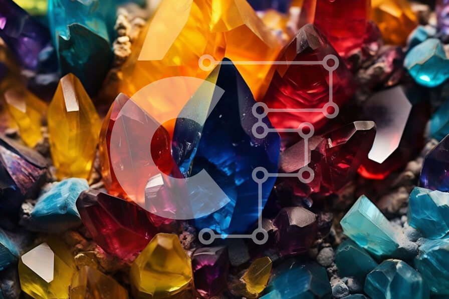 Intra Συλλεκτικό Ξύλινο Παζλ Plywood  4mm - Κοντινή εικόνα των ζωντανών κρυστάλλων σε μαύρο φόντο Σε Ξύλινο Κουτί - Διαστάσεις: 10x10 cm – 25 κομμάτια