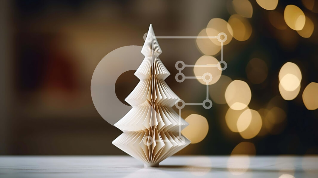 Intra Συλλεκτικό Ξύλινο Παζλ Plywood  4mm - Χριστουγεννιάτικο δέντρο Origami με θολά φώτα Σε Ξύλινο Κουτί - Διαστάσεις: 10x10 cm – 25 κομμάτια