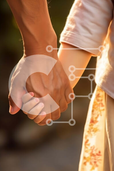 Intra Συλλεκτικό Ξύλινο Παζλ Plywood  4mm - Οικογένεια που κρατά τα χέρια μαζί Σε Ξύλινο Κουτί - Διαστάσεις Puzzle: 10x10 cm – 25 κομμάτια