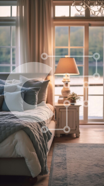 Intra Συλλεκτικό Ξύλινο Παζλ Plywood  4mm - Άνετο υπνοδωμάτιο με θέα στη λίμνη ή στο ποτάμι Σε Ξύλινο Κουτί - Διαστάσεις Puzzle: 10x10 cm – 25 κομμάτια