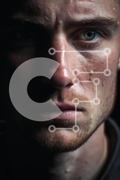 Intra Συλλεκτικό Ξύλινο Παζλ Plywood  4mm - Λυπημένος άντρας με υγρά μάτια κοιτάζοντας την κάμερα Σε Ξύλινο Κουτί - Διαστάσεις Puzzle: 10x10 cm – 25 κομμάτια