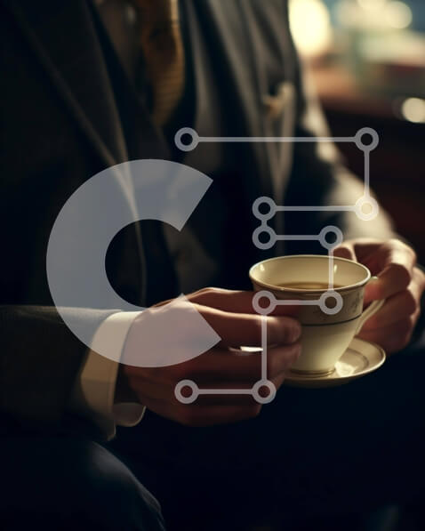 Intra Συλλεκτικό Ξύλινο Παζλ Plywood  4mm - Επιχειρηματίας στο γραφείο με φλιτζάνι καφέ Σε Ξύλινο Κουτί - Διαστάσεις Puzzle: 10x10 cm – 25 κομμάτια