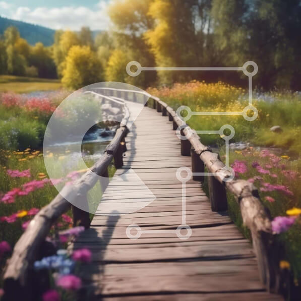 Intra Συλλεκτικό Ξύλινο Παζλ Plywood  4mm - Ειδυλλιακή ξύλινη γέφυρα στο φυσικό τοπίο Σε Ξύλινο Κουτί - Διαστάσεις: 10x10 cm – 25 κομμάτια