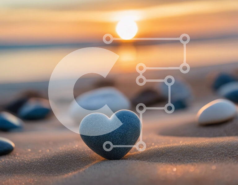 Intra Συλλεκτικό Ξύλινο Παζλ Plywood  4mm - Βράχος σε σχήμα καρδιάς στην παραλία στο ηλιοβασίλεμα Σε Ξύλινο Κουτί - Διαστάσεις: 10x10 cm – 25 κομμάτια