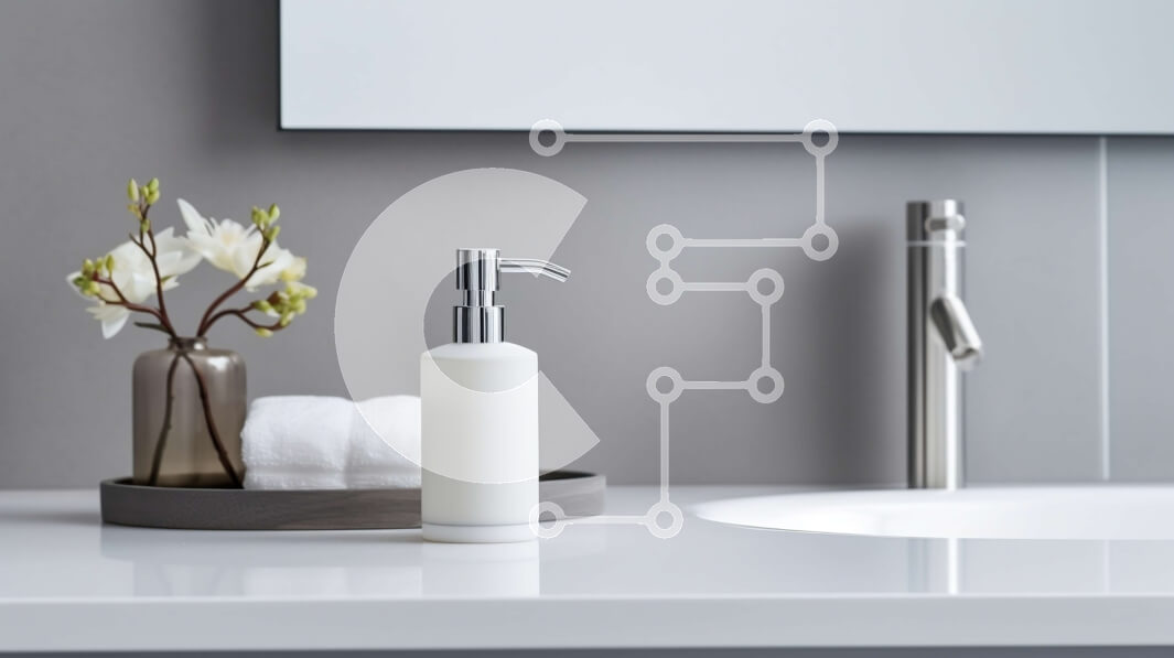 Intra Συλλεκτικό Ξύλινο Παζλ Plywood  4mm - Μοντέρνος νιπτήρας μπάνιου με λευκό πάγκο και ορθογώνιο καθρέφτη Σε Ξύλινο Κουτί - Διαστάσεις Puzzle: 10x10 cm – 25 κομμάτια