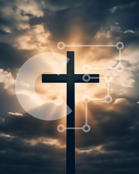 Intra Συλλεκτικό Ξύλινο Παζλ Plywood  4mm - Μαύρος Σταυρός που συμβολίζει τη χριστιανική πίστη στον συννεφιασμένο ουρανό Σε Ξύλινο Κουτί - Διαστάσεις Puzzle: 10x10 cm – 25 κομμάτια