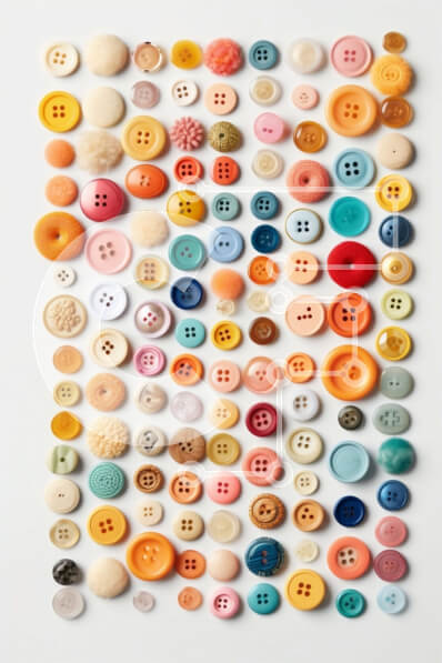 Intra Συλλεκτικό Ξύλινο Παζλ Plywood  4mm - Κοντινή εικόνα με πολύχρωμα κουμπιά σε λευκό φόντο Σε Ξύλινο Κουτί - Διαστάσεις: 10x10 cm – 25 κομμάτια