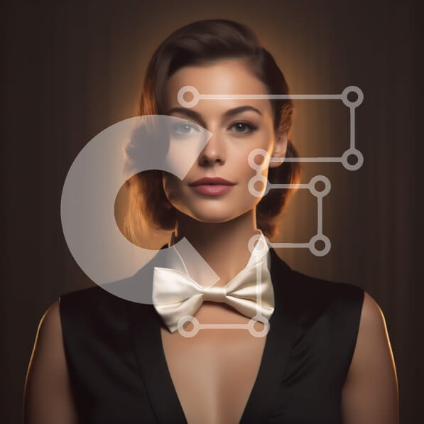 Σετ των 2 Intra Συλλεκτικό Ξύλινο Παζλ Plywood  4mm - Εκπληκτική Fashion Shot Γυναίκα με μαύρο φόρεμα με λευκό παπιγιόν Σε Ξύλινο Κουτί - Διαστάσεις: 10x10 cm – 25 κομμάτια